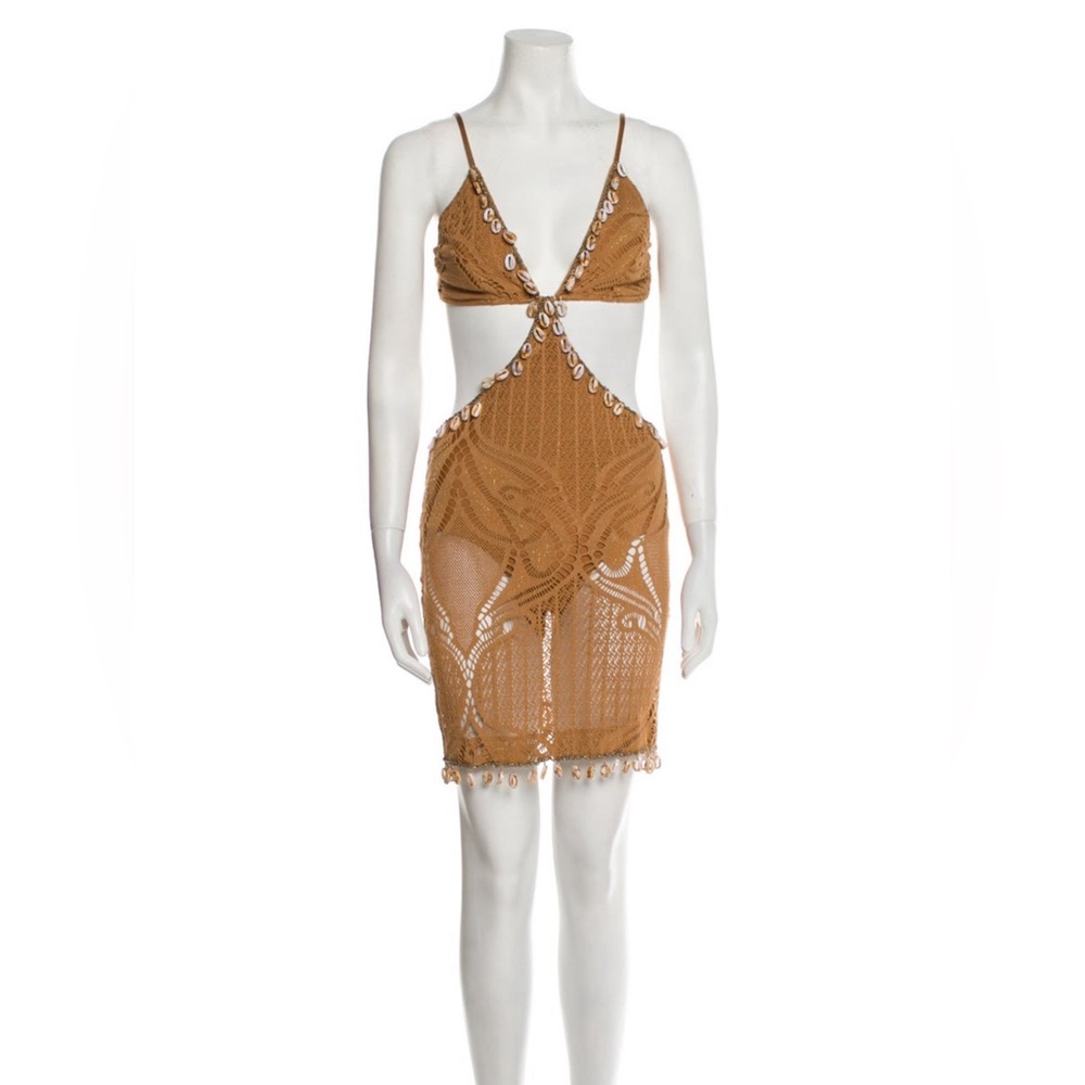 Patbo lace pattern mini dress medium